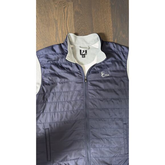 Footjoy FJ Jacket MensNavy Gray Puffer Hybrid Fleece Lined Performance Golf M - Picture 3 of 4